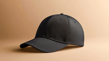 Black Baseball Cap Mockup with Soft Shadow