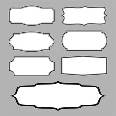 Set of Blank Decorative Label Frames with Ornamental Border Designs