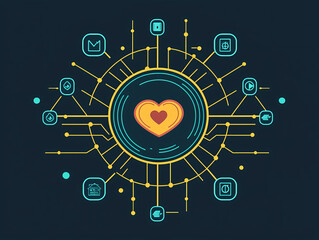 Obraz premium Heart Tech Network