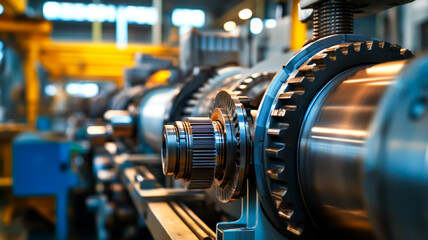 Dynamic machinery operation industrial facility closeup mechanical environment focused viewpoint