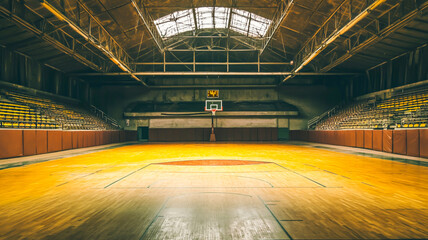 Large basketball arena with copy space