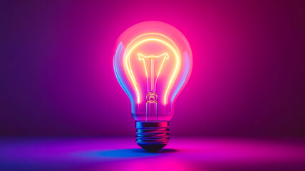 neon glowing light bulb