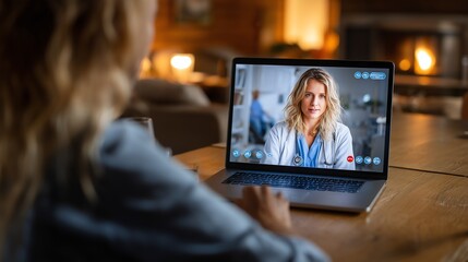 Indian Patient in Zoom Consultation with GP - Over-Shoulder View with Copy Space