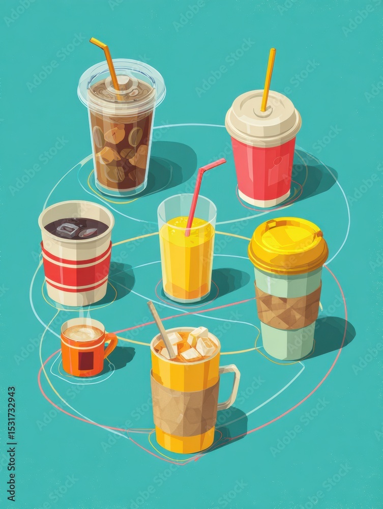 Poster visual guide to rejecting single-use plastics in cafes for a sustainable future