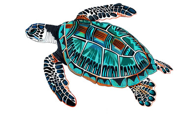 Turtle Indian art. A stylized turtle in watercolor technique. Turtle island indigenous art.