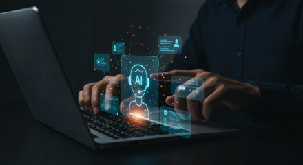 Businessman Accessing Virtual Dashboard