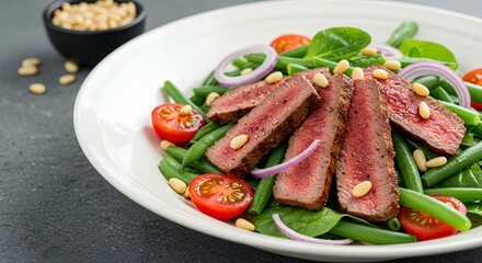 Steak Salad with Green Bean and Tomato