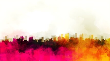 Abstract cityscape with vibrant color washes