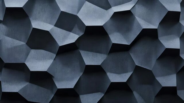 Monochromatic Geometric Hexagonal Tile Surface with Low Relief Facets and Shadow Play