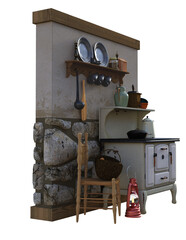 3D rustic kitchen set
