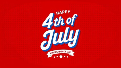 Bold happy 4th of july text graphic on red background patriotic celebration design
