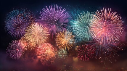 Fototapeta premium Experience fireworks shows featuring colorful explosions timed perfectly with music for spectacular festive displays.
