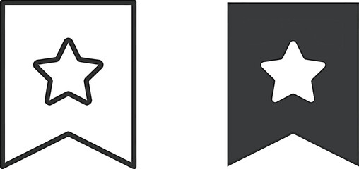 Bookmark Star Icon – Outline and Solid Style Vector UI Symbol