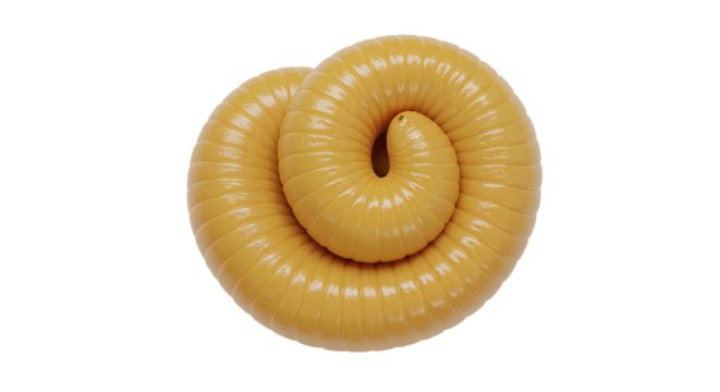Pale Yellow Millipede Coiled in a Tight Spiral