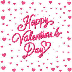 T-shirt design - happy valentine's day text with pink hearts scattered on a white background for a festive design transparent design - png
