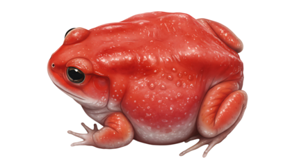 Vividly Colored Tomato Frog with Detailed Skin Texture and Dark Eyes