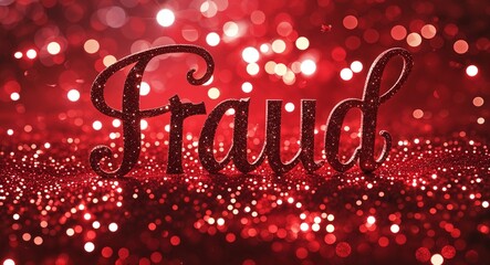 fraud calligraphic lettering on red bokeh glitter festive sparkles background