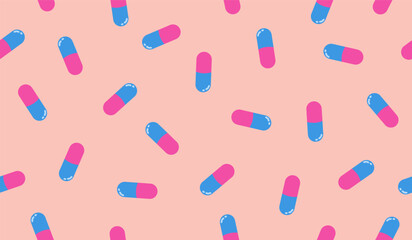 Cute capsule pill pattern background vector design