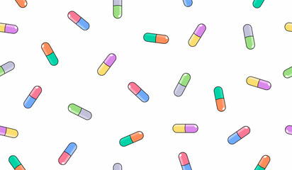Cute capsule pill pattern background vector design