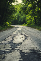 Cracked road surface, poor maintenance