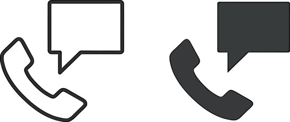 Vector Phone Call Chat Icon in Outline and Solid Style for Communication UI