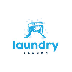 laundry logo design modern concept of clothes cleanliness laundry service with simple silhouette as brand symbol and product illustration template or poster