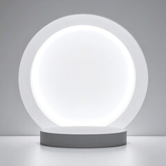 A soft, white light fixture elegantly rests atop a polished wooden table, casting a warm glow that enhances the cozy ambiance of the room.