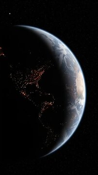 Earth from space, night side view