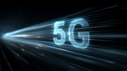 5G High-Speed Internet Technology with Blue Abstract Futuristic Background for Digital Use