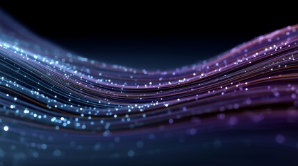 Big Data Traffic Visualization with Glowing Lines on Dark Background