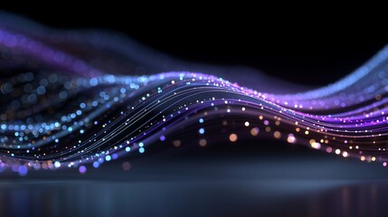 Big Data Traffic Visualization with Glowing Lines on Dark Background