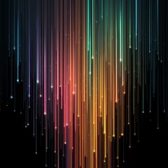 Abstract Colorful Fiber Optic Lines Extending Vertically for Tech Background
