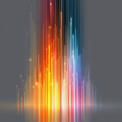 Abstract Colorful Fiber Optic Lines Extending Vertically for Tech Background