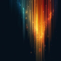 Abstract Colorful Fiber Optic Lines Extending Vertically for Tech Background
