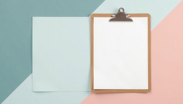 Brown clipboard with blank white paper mockup, information, texture, report