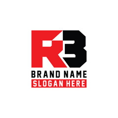 letter R3 concept logo design vector template