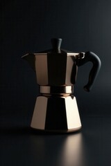 Sleek coffee pot, dark backdrop Minimalist design, close-up view , minimalist, pour over, close-up