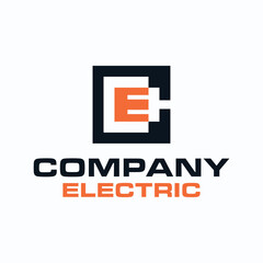 letter E electric concept logo design vector template