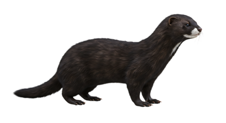American Mink Profile Dark Fur Alert Gaze Detailed Rendering