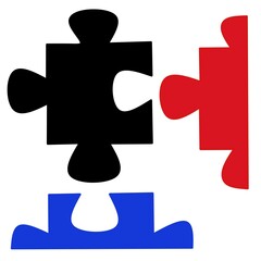 Silhouette puzzle pieces design vector on white background, multicolor silhouette puzzle pieces image, sillhouette puzzle pieces illustration, sillhouette puzzle design for template 