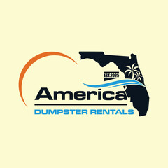 american dumpster beach concept logo design vector template
