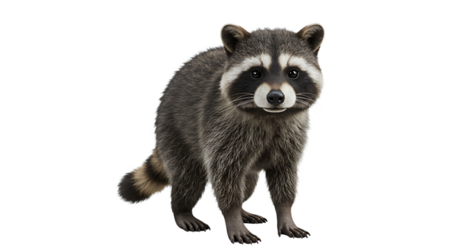 Detailed Portrait of a Curious Raccoon with Masklike Facial Markings