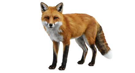 Detailed Red Fox Portrait Against a White Background