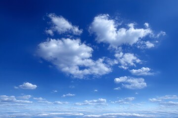 Naklejka premium Serene Blue Sky Fluffy White Clouds Nature Background