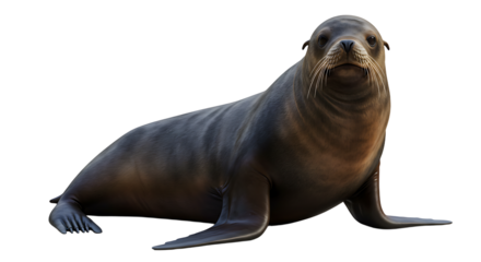 Sleek Sea Lion Posing with Glossy Fur and Elegant Whiskers