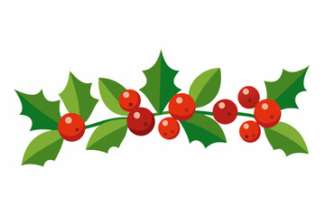 Stylized Holly Branch with Berries for Christmas and Winter Holiday Designs Simple Vector Illustration on White Background for Festive Greetings and Decorations