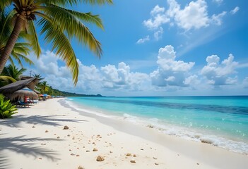Obraz premium Tranquil White Sand Beach with Turquoise Water