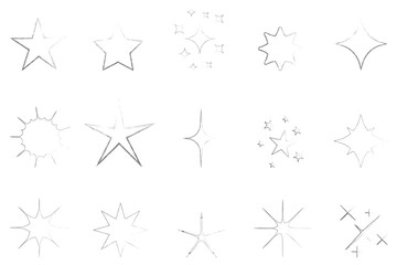 Sparkle and starburst icon set with shining effects and twinkle shapes