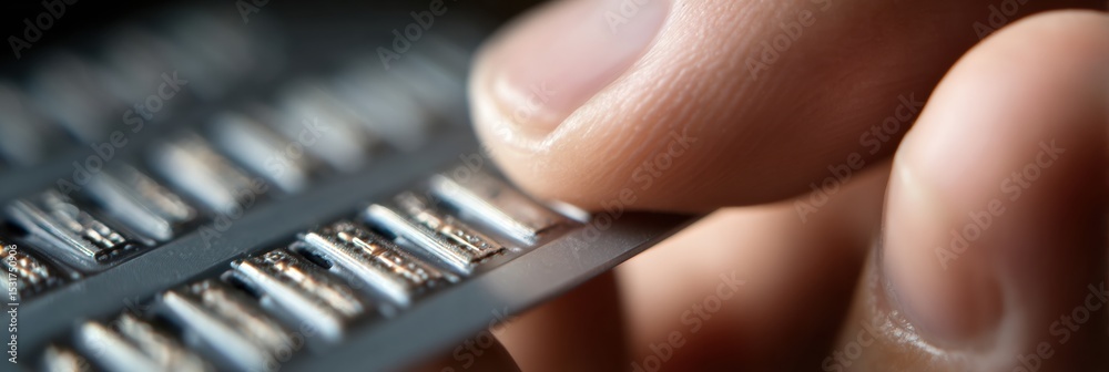 Poster Close-up View of Fingers Handling a Bracket Card With a Blurred Background Showcasing Intricate Details and Texture in a Focused Moment