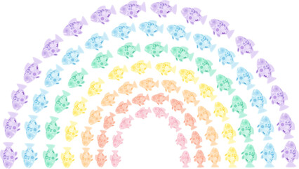 Pastel Fish Rainbow in 180-Degree Arch (7 Colors)